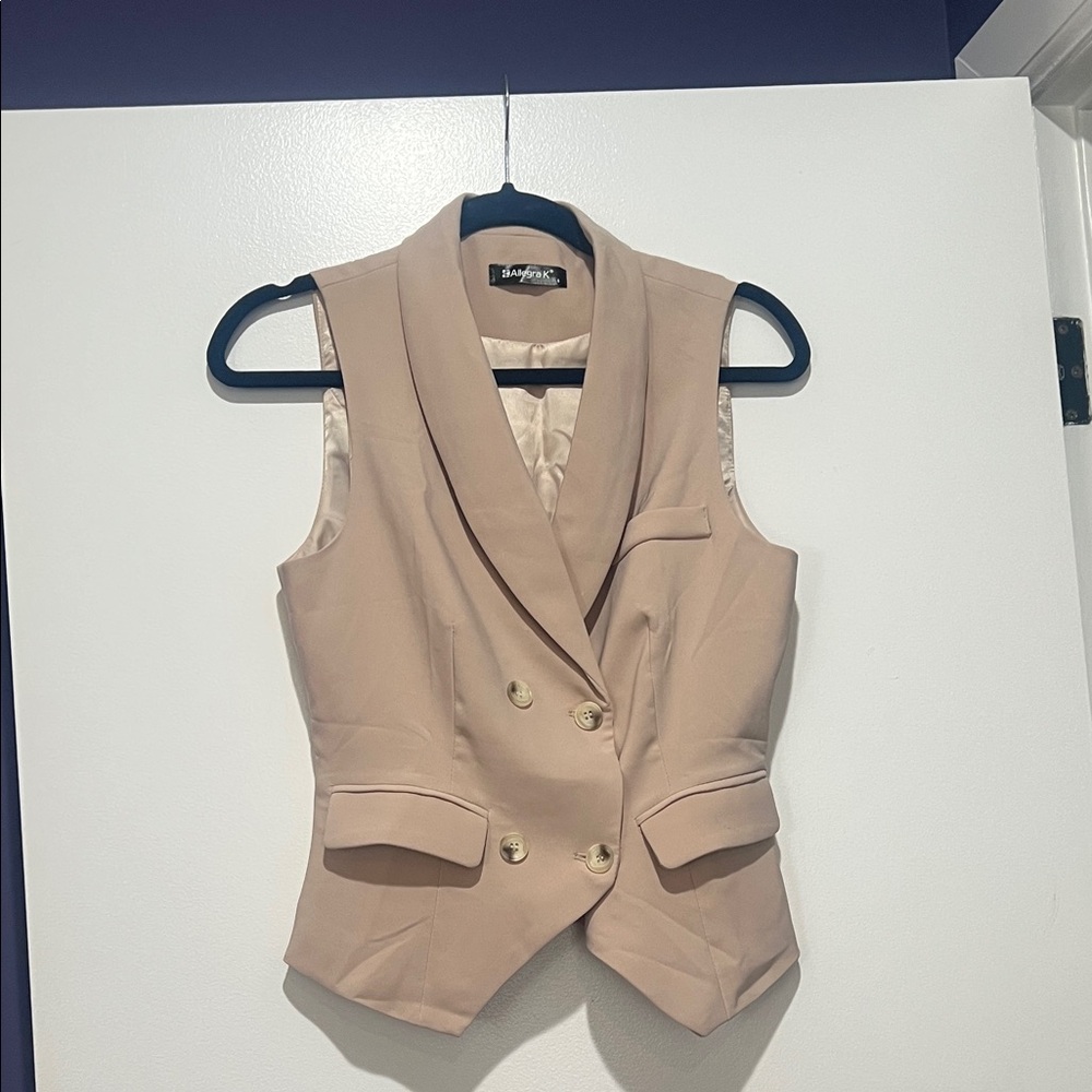 Allegra K Beige Double-Breasted Vest NWOT